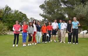 Championnat de Ligue jeunes 2013 à Saint Thomas. Champion(e)s et Finalistes, U13, Benjamins, Minimes.Tracy Rodriguez, Rose Letendre, Anaïs Guibal, Emma Lavigne, Ophélie Torres,,,Nicolas Andoque, Simon Bourrel, Emma Leclercq